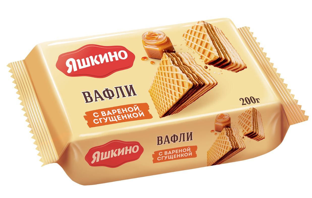 Вафли Яшкино с вареной сгущенкой, 200г