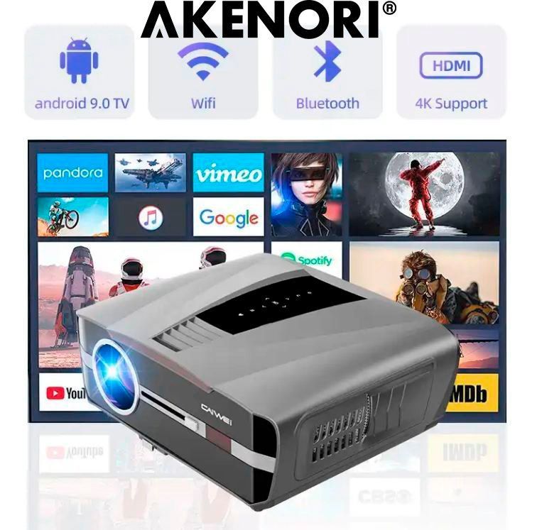 ПроекторAkenoriLED-111A15CAIVVEIFullHD,4K,Wi-Fi,Android(Черный/Краснаявставка)