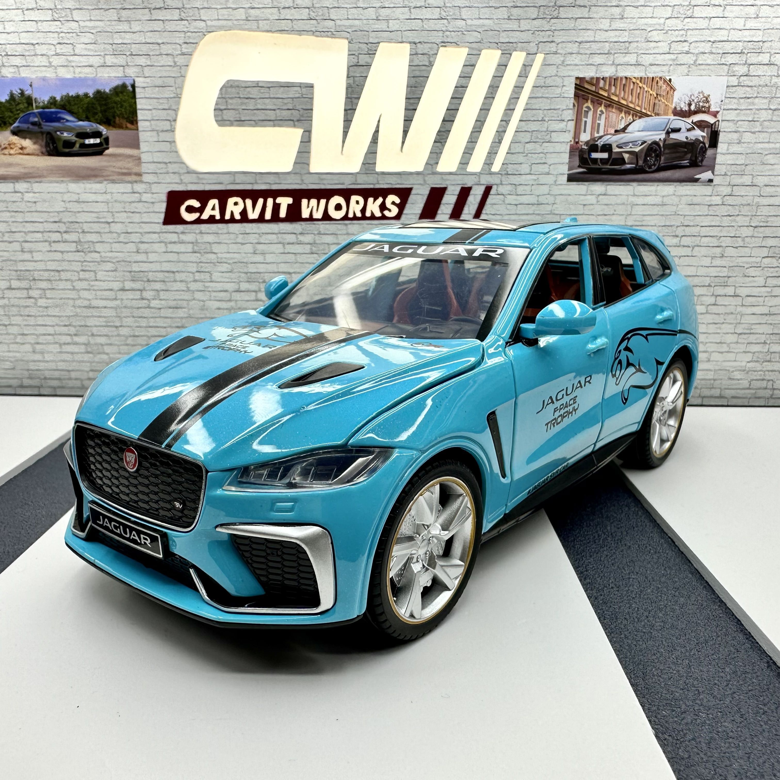 Машинка металлическая JAGUAR F-PACE TROPHY синий, масштаб 1:22, длина 22  см., свет и звук, открываются двери, капот и багажник - купить с доставкой  по выгодным ценам в интернет-магазине OZON (1176437408)