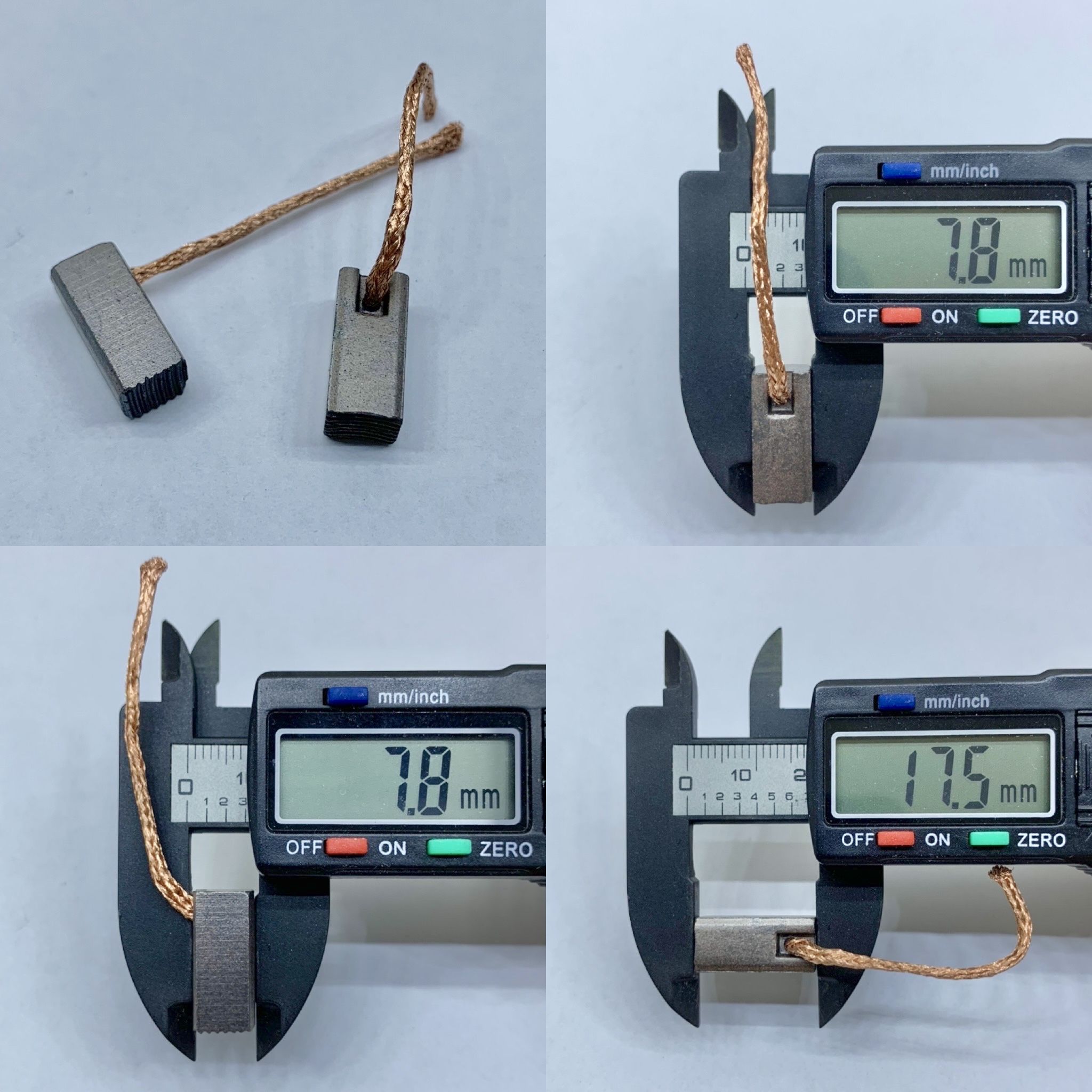 Щетки8*8*17.5мм.меднографитовыедлямотораотопителя,печки(проводсбоку)комплект2штуки