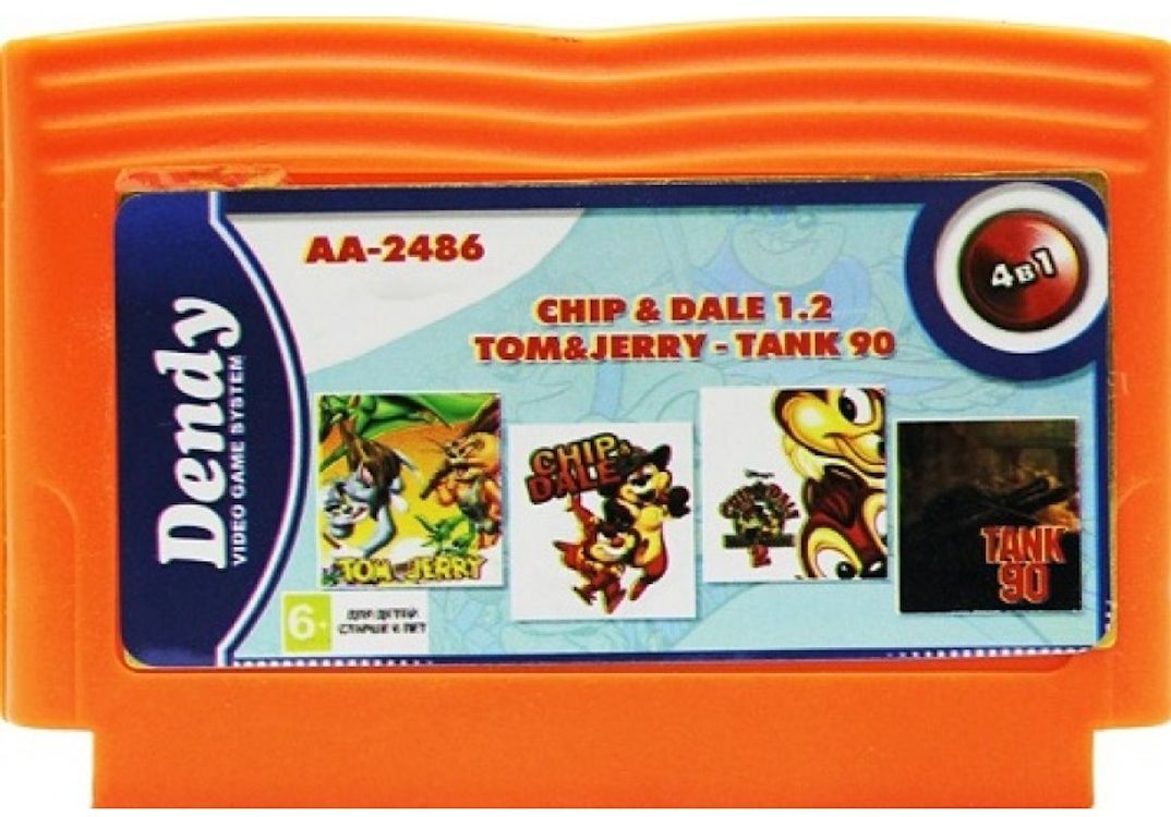 Сборник игр 4 в 1 AA-2486 CHIP and DALE 1+2+TOM and JERRY+TANK 90 8 bit