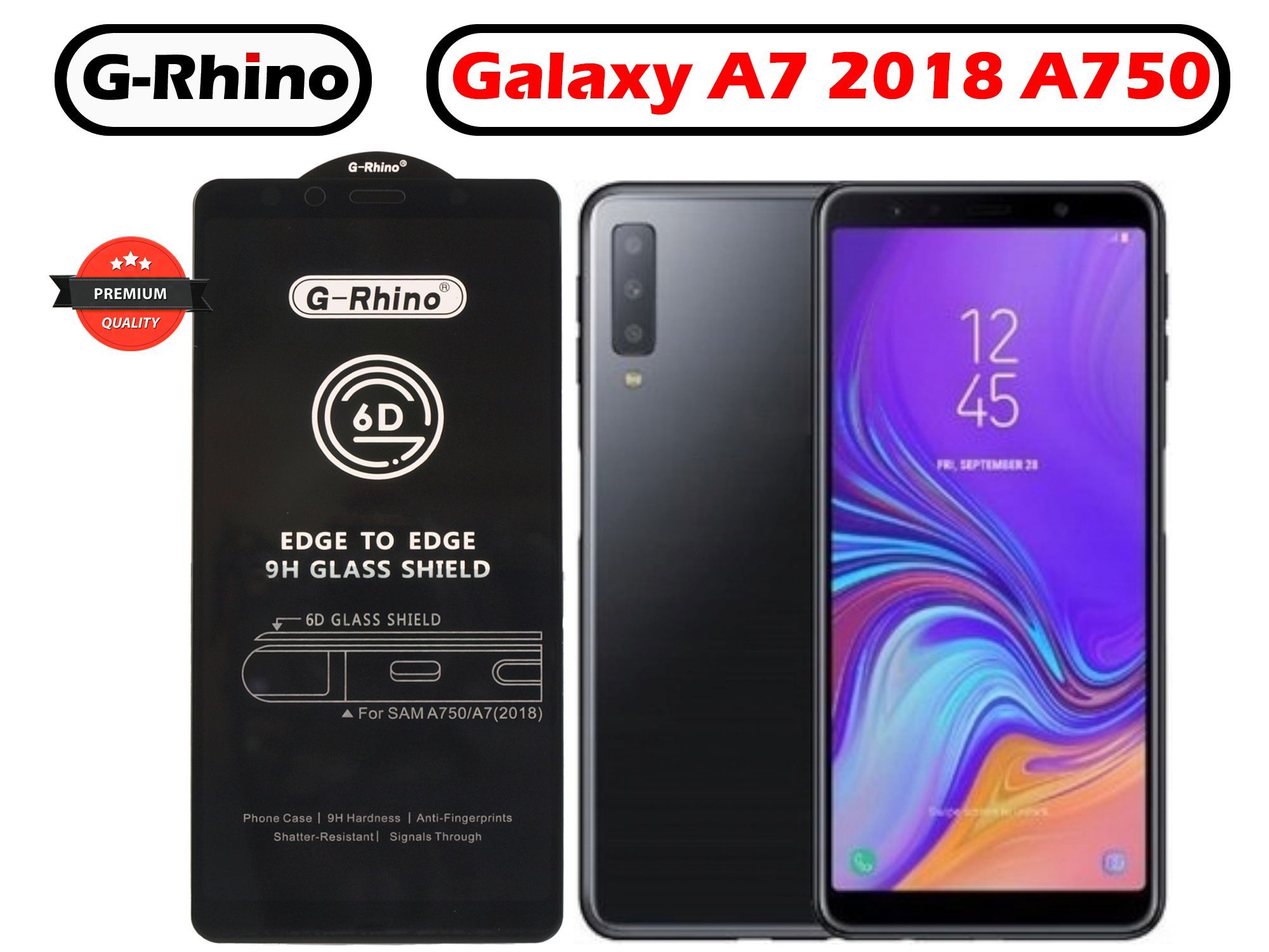 Защитное стекло G-Rhino для Samsung A7 (2018) / (A750) олеофобное покрытие  полноэкранное полноклеевое черная рамка - купить с доставкой по выгодным  ценам в интернет-магазине OZON (503483406)