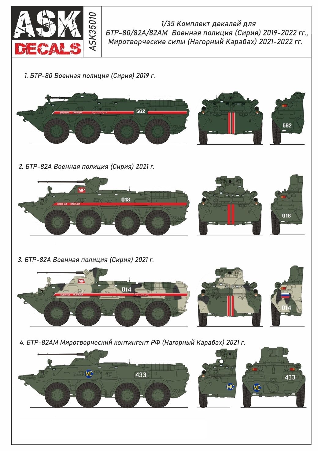 ASK Decals Декаль БТР-80/82А/82АМ (Сирия, Нагорный Карабах), 1/35 - купить  с доставкой по выгодным ценам в интернет-магазине OZON (519851801)