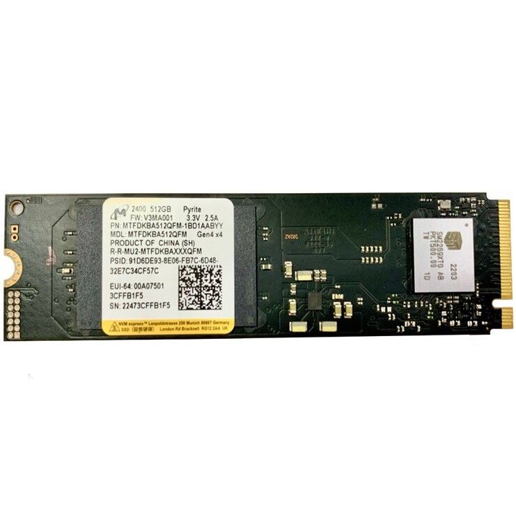 Micron512ГБВнутреннийSSD-дискНакопительSSDM.2512GB2400MTFDKBA512QFM(PCI-e4.0x4,NVMe1.4,R4200MB/s/W1800MB/s)(MTFDKBA512QFM)