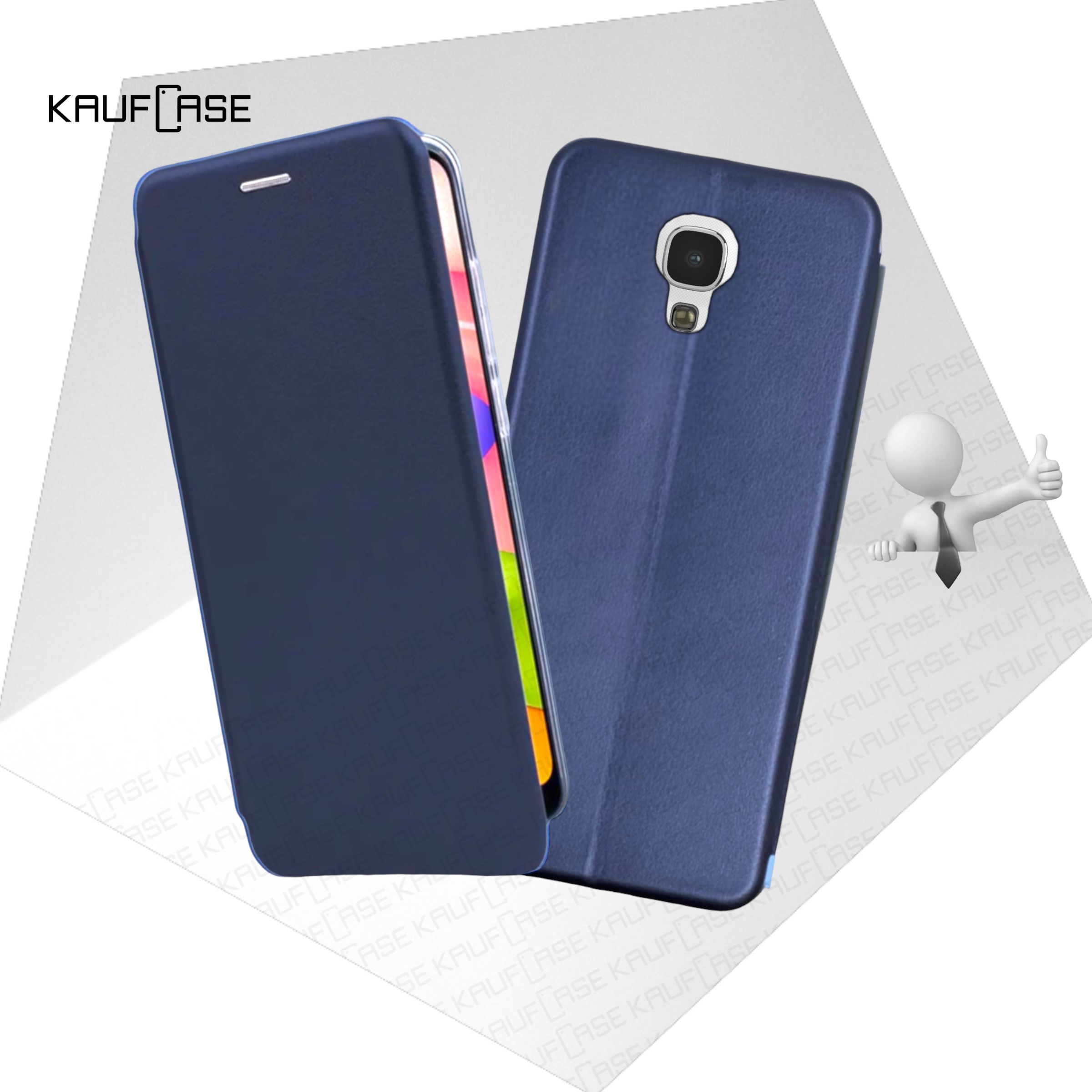 Чехол книжка KaufCase для телефона Samsung S4 (I9500) (5"), темно-синий. Трансфомер