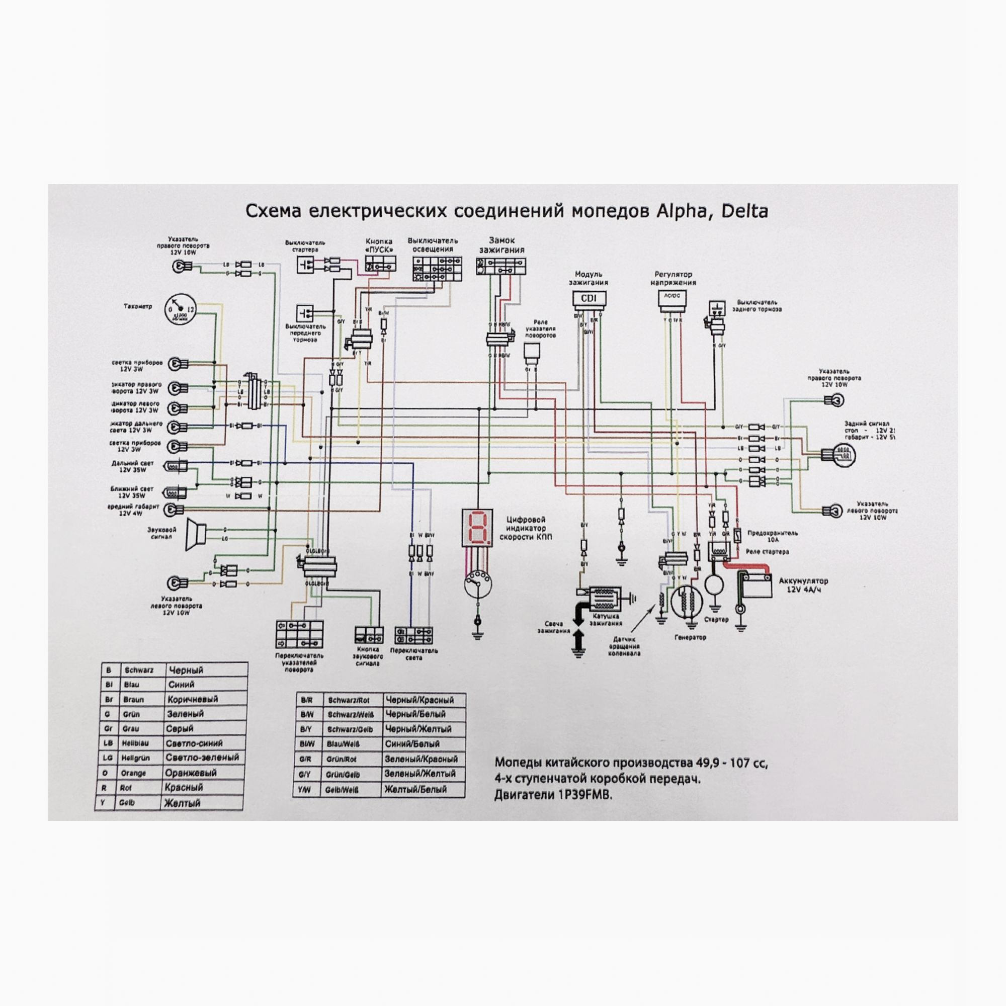 Схема электрооборудования на мопед Альфа, Дельта - купить по низким ценам в  интернет-магазине OZON (1314351596)