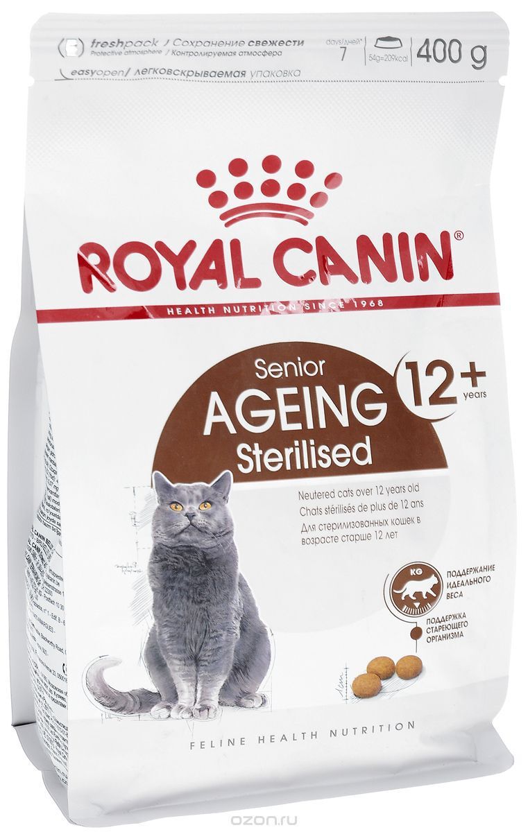Royal canin 12 для кошек. Royal Canin для кошек Canin 400 гр. Ageing Sterilised 12+ Роял Канин. Эйджинг 12+ 400 г Роял Канин. Роял Канин для кошек 12+ сухой корм.