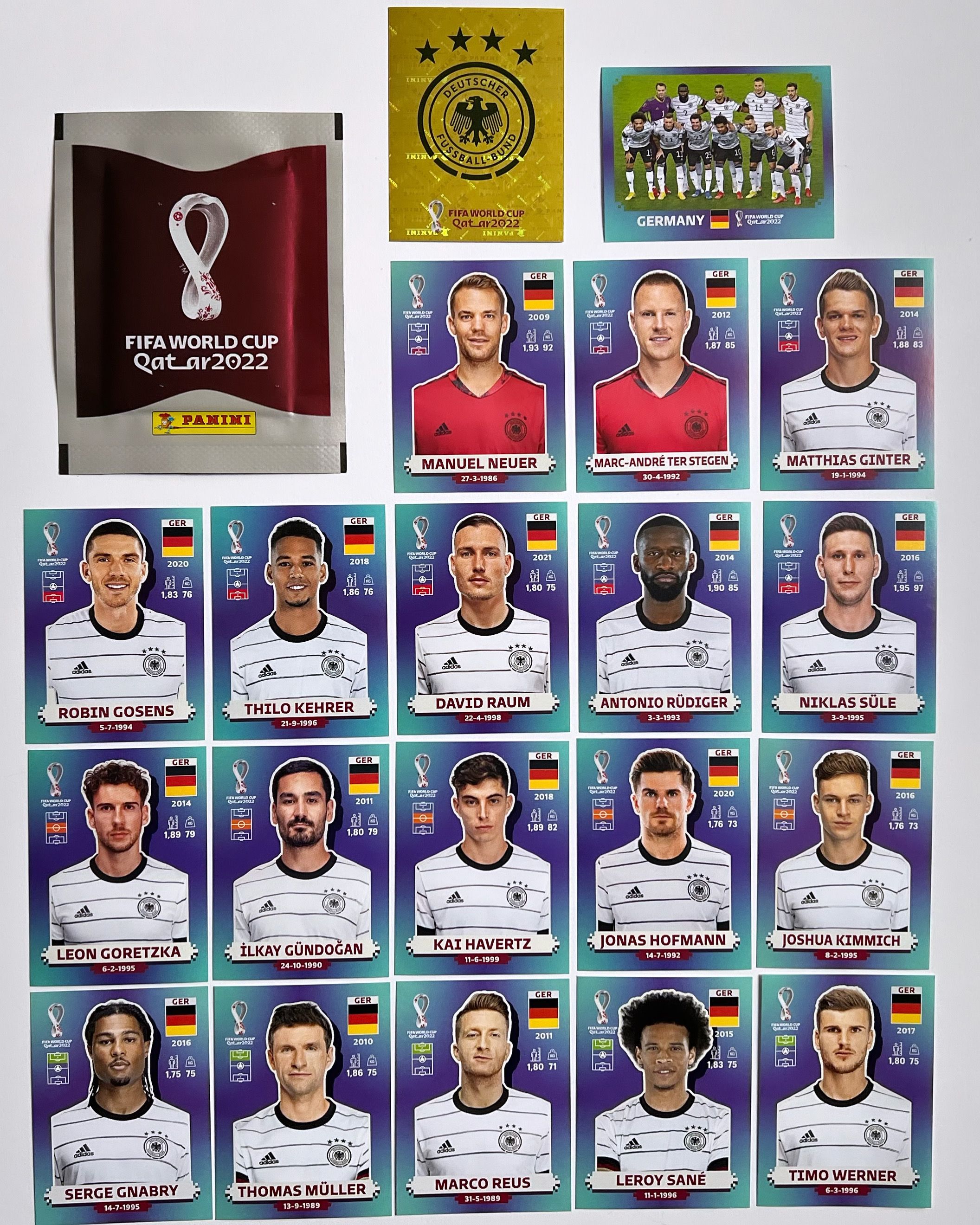 Panini FIFA World Cup 2022 Qatar команда Германия + пакетик