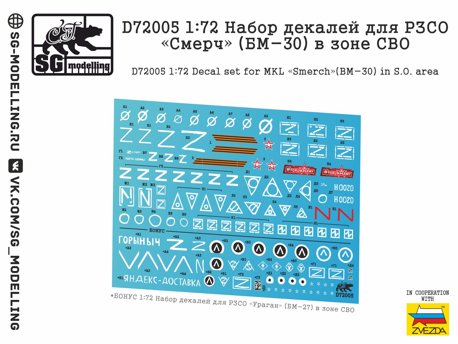 D72005 1:72 Набор декалей для РЗСО Смерч (БМ-30) в зоне СВО