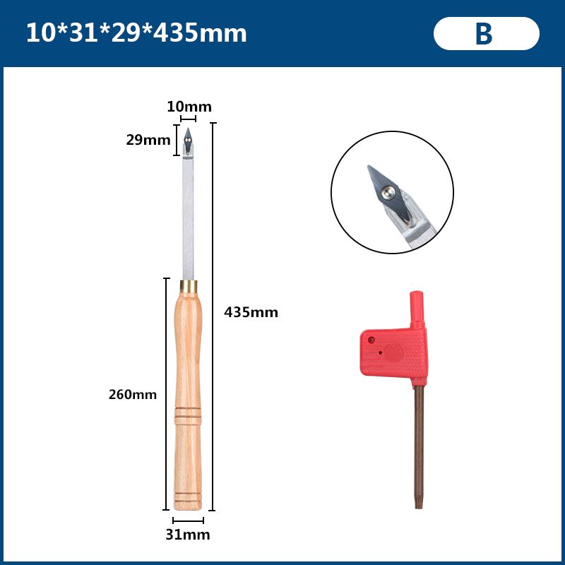 Токарныеинструментыдлядеревообработки,твердосплавныйрежущийинструмент,длина435мм,ручкаизбука,алмазноелезвие29x10мм1шт