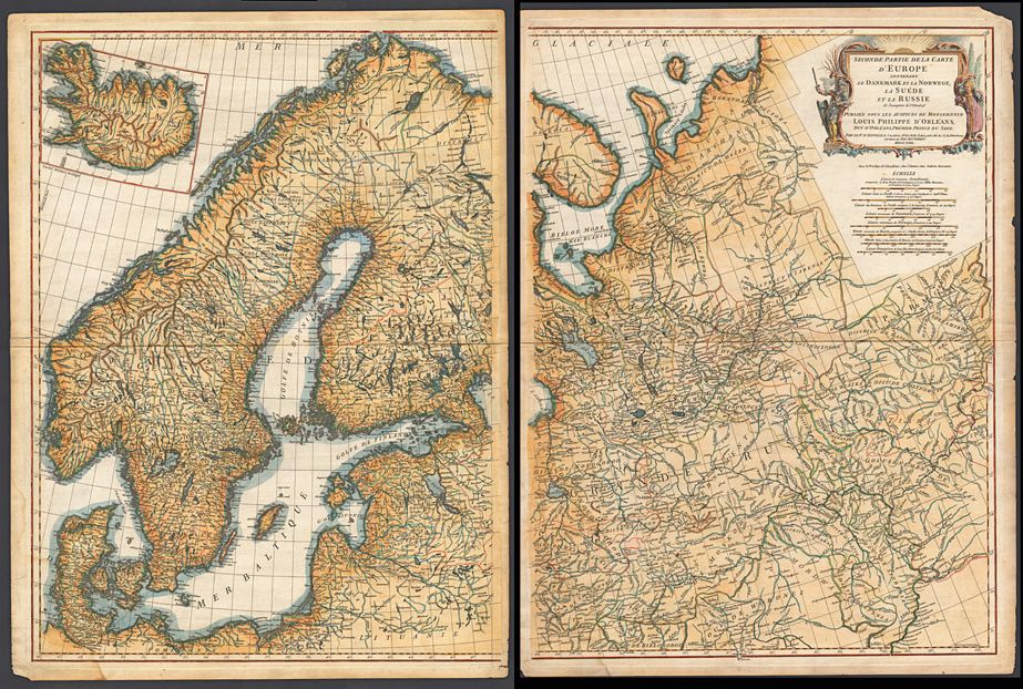 Как выглядит карта на севере Гравированная кабинетная карта 1758 года, Россия и северные страны - купить по в