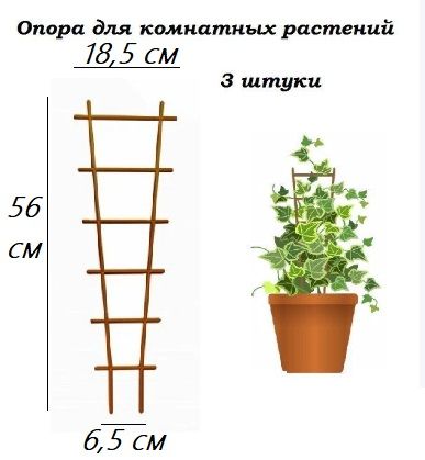 Опора для вьющихся комнатных растений "лесенка" набор 3 штуки цвет коричневый