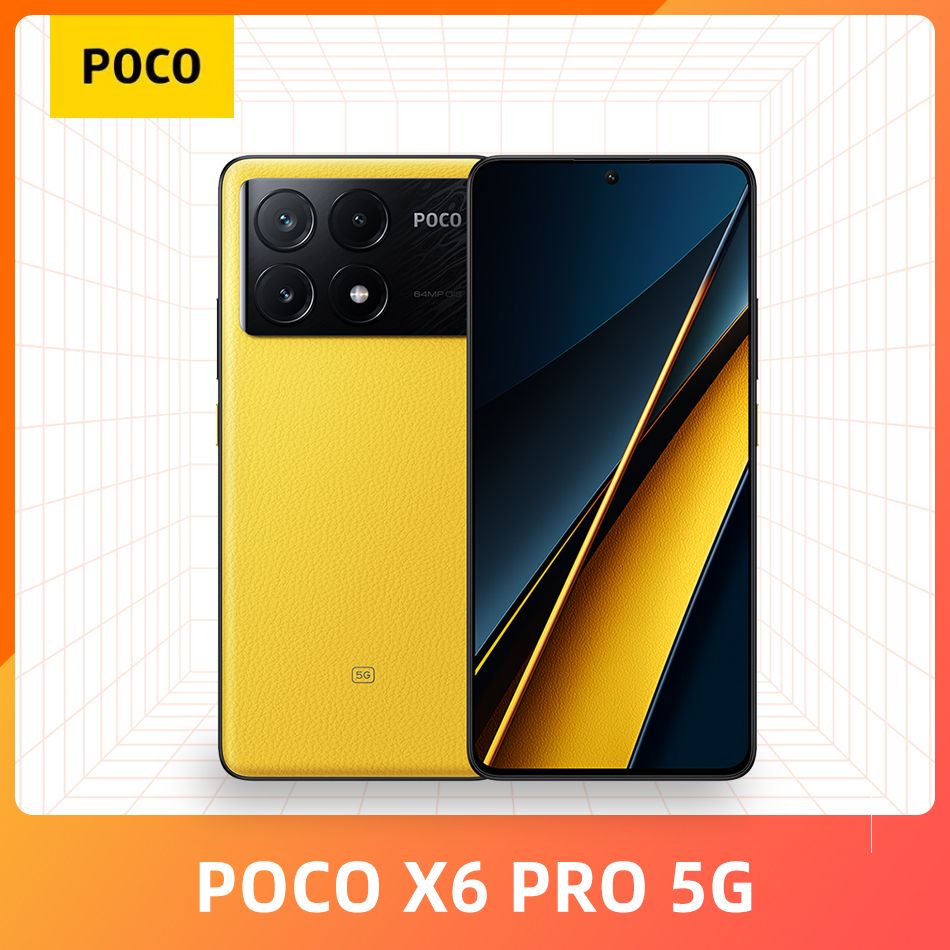 PocoСмартфонPOCOX6Pro5GNFCГлобальнаяверсияподдерживаетрусскийязык8/256ГБ,желтый