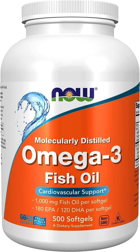 NOW Omega-3 Fish Oil 1000 mg 500 Softlels / Омега 3 Рыбий Жир 1000 мг ...