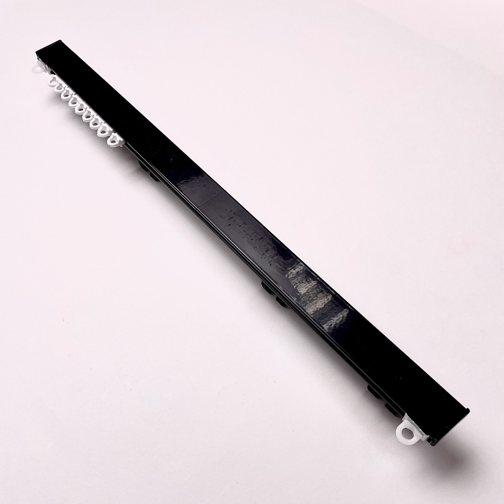 Черный профильный карниз для штор и тюля / длина 340 см / потолочный / двурядный  #1