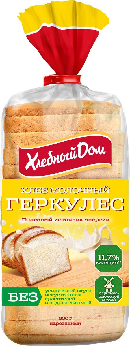 Хлеб Хлебный Дом "Геркулес молочный", 500 г — купить в интернет ...