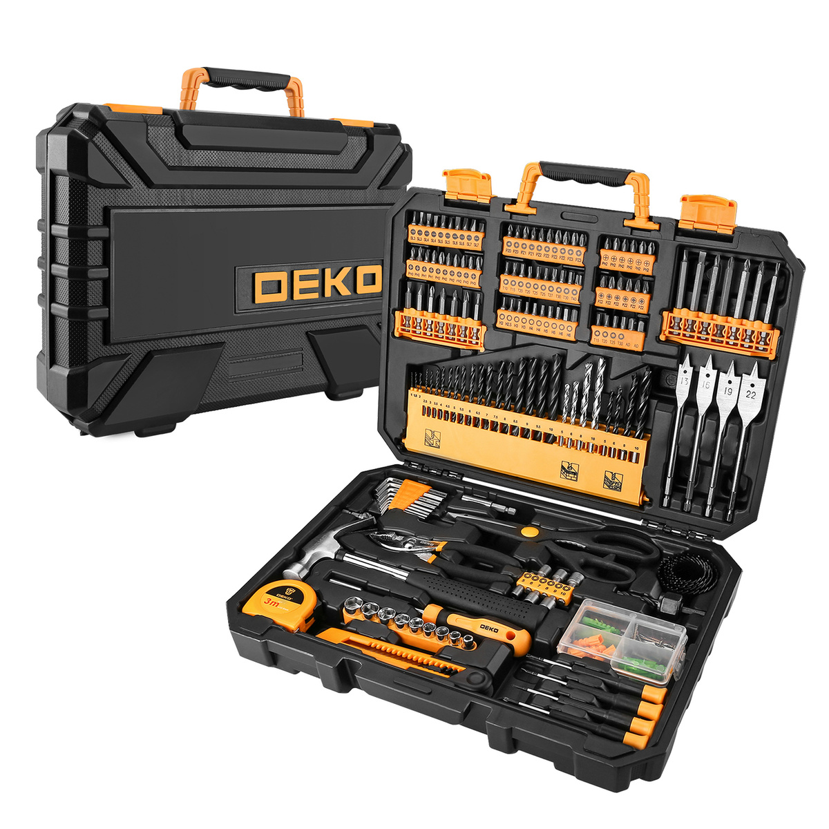Набор инструмента и оснастки в чемодане DEKO DKMT200 (200 предметов .