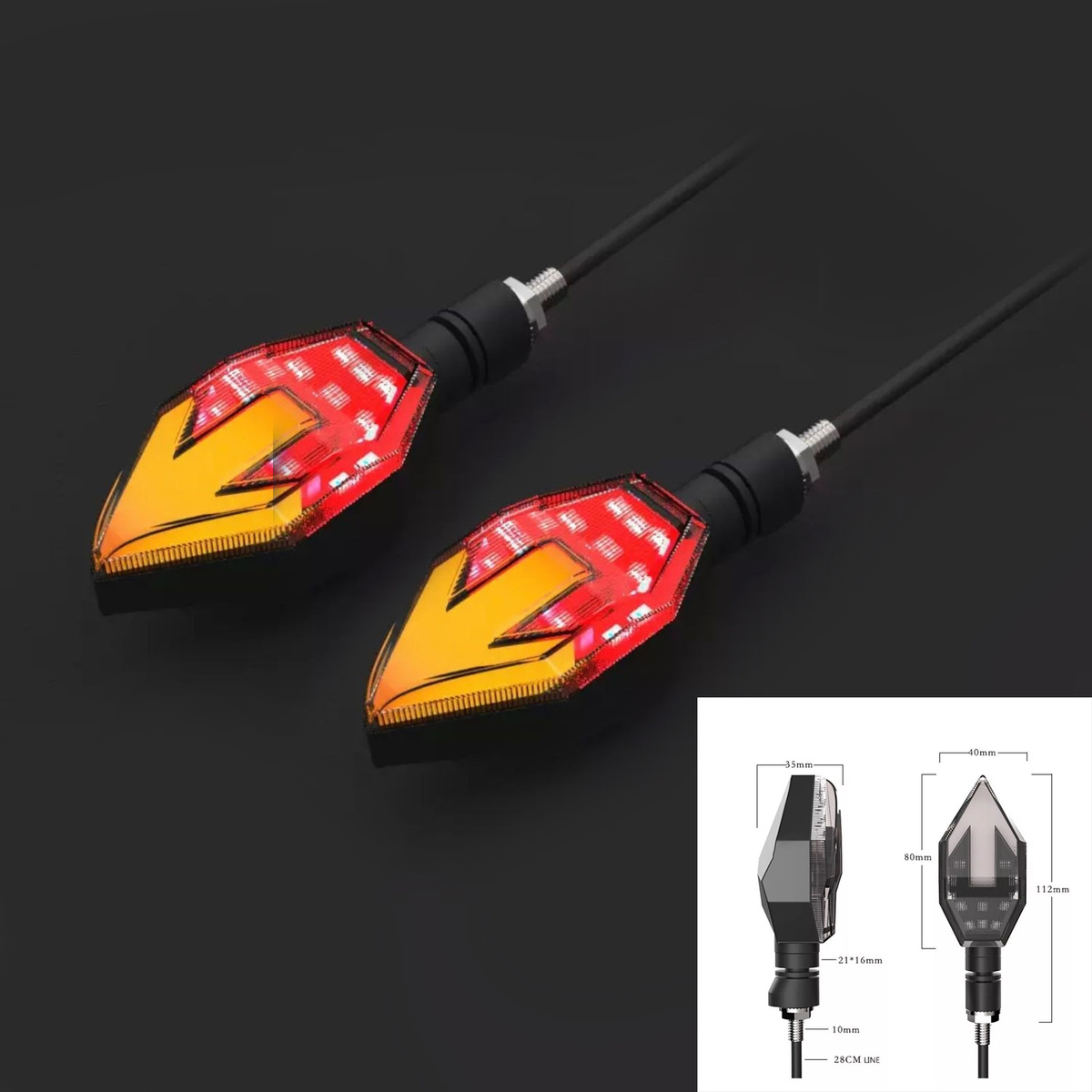 Повороты светодиодные (пара) стреловидные (черные, мигает желтая стрела ...