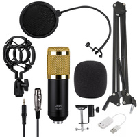 Микрофон студийный конденсаторный BM-800 Золотой/ С креплением к столу / Поп фильтром / XLR кабелем / USB звуковой картой., золотой. Спонсорские товары