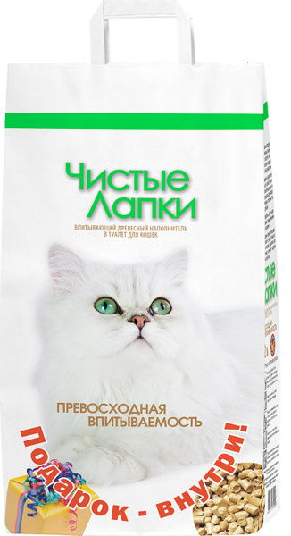 Чистые лапки Наполнитель Древесный Впитывающий 4500г. - купить с ...