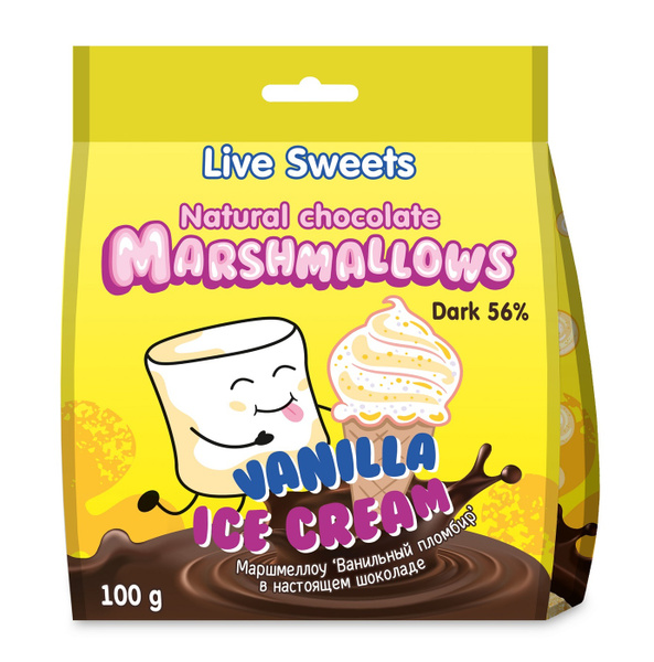 "Live Sweets" Маршмеллоу в шоколаде "Ванильный пломбир" "Лакомства для ...