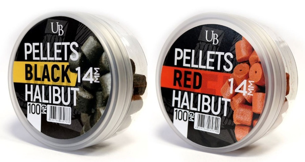 Набор насадочного пеллетса Ultrabaits 14мм. BLACK HALIBUT / RED HALIBUT ...