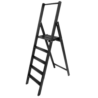 Стремянка деревянная ЛАСТОЧКА для дома, пять ступеней, черный - купить ...