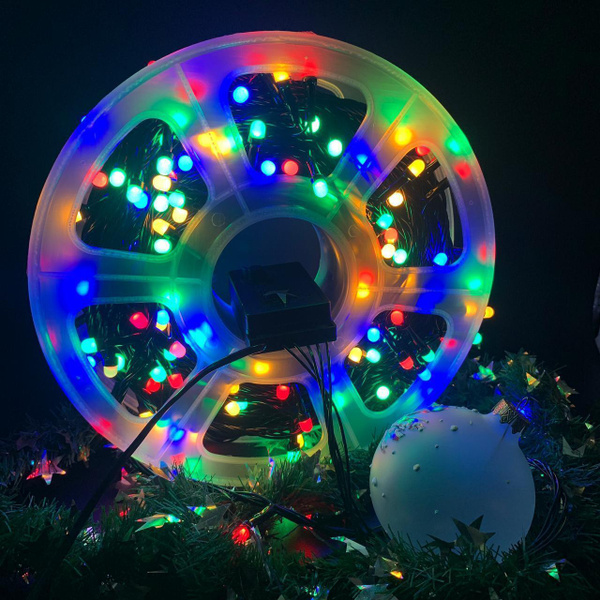 Уличная гирлянда нить, 50 метров. разноцветная. Катушка новогодняя. От ...