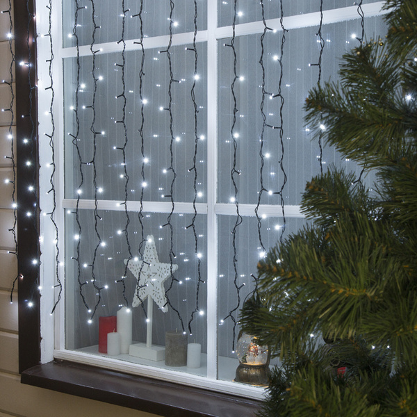 Luazon Lighting Гирлянда "Занавес" 2 х 1.5 м, IP44, УМС, тёмная нить ...