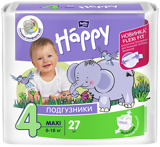 Подгузники для детей bella baby Happy Maxi дышащие, размер 4 (вес 8-18 ...