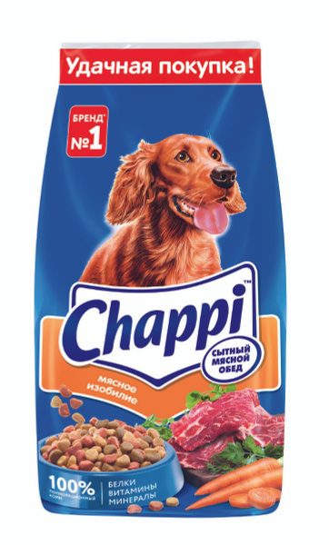 Сухой полнорационный корм для собак Chappi (Чаппи) Сытный мясной обед ...