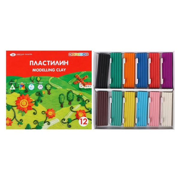 Пластилин 12 цветов, 180 г, со стеком - купить с доставкой по выгодным ...
