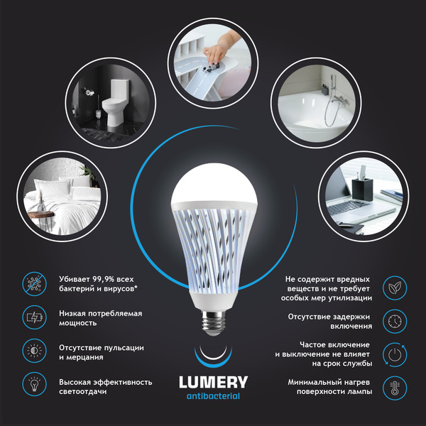 Лампочка Лампа светодиодная бактерицидная LUMERY, Светодиодная ...