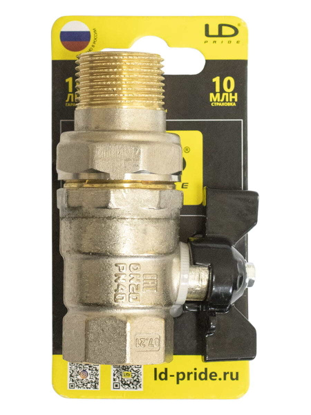 Кран шаровый с полусгоном 3/4" в-н бабочка LD Pride, LD 47.306.20PL ...