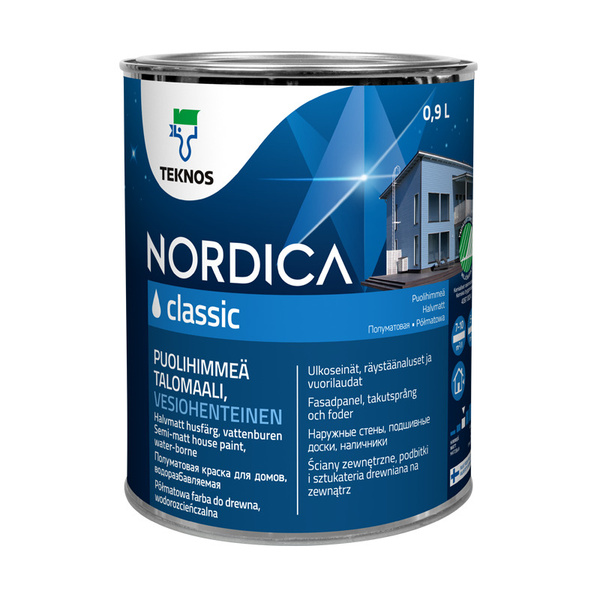 Краска Teknos NORDICA CLASSIC WHITE база 1 для дерева 0,9 л., шт, белый ...