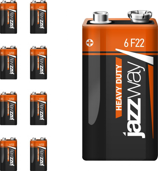 Батарейка JazzWay Heavy Duty 6F22 (9V) (комплект из 8 шт) - купить с ...