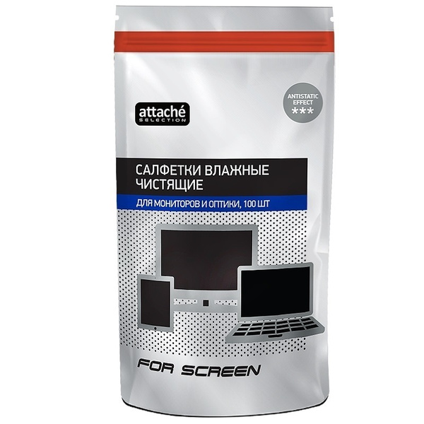 Влажные салфетки Attache Selection For Screen, 100 шт (AS127662 ...