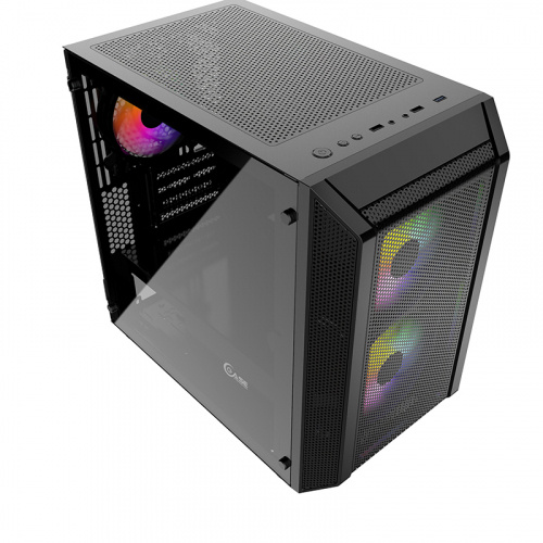Powercase Компьютерный корпус Mistral Micro H3B Mesh LED, черный ...