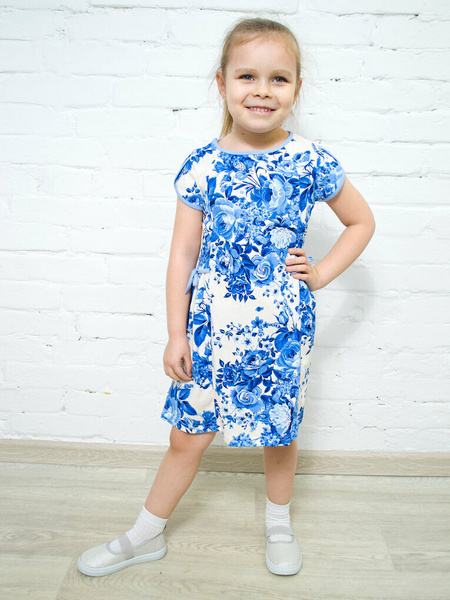 Платье для девочки, ПЛ-732/гжель-56платье в детский сад, платье летнее ...