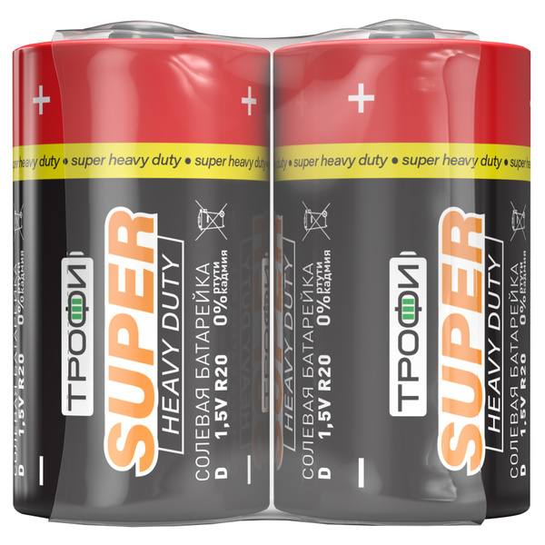 Батарейки Трофи R20-2S SUPER HEAVY DUTY Zinc арт. C0033714 (2 шт ...