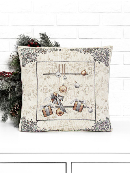 Новогодняя наволочка Le Gobelin Волшебство Рождества серебро 45х45 см ...