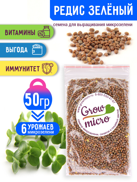 Редис зеленый семена микрозелени для проращивания 50 г - купить с ...
