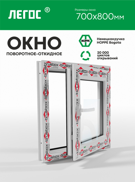 Пластиковое окно ПВХ BRUSBOX AERO 700х800 мм (ШхВ), одностворчатое ...