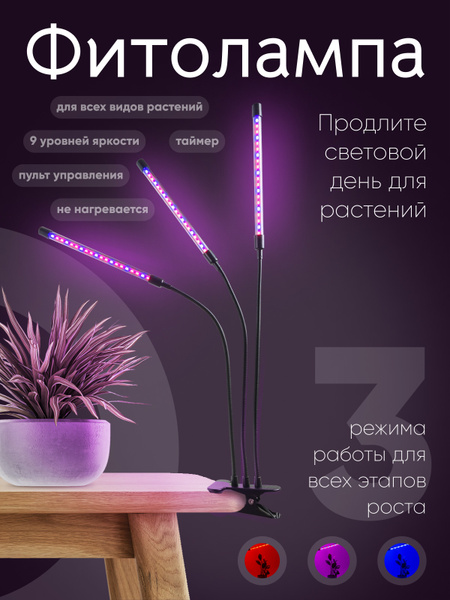 Фитолампа для растений Avrora Light полный спектр, ультрафиолетовая LED ...