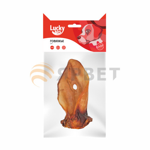 Лакомство для собак Lucky bits ухо говяжье целое, 50 гр. (Лаки битс ...