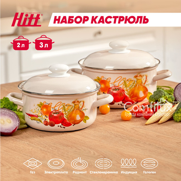 Набор кастрюль HITT, Эмалированная сталь, 3 л - купить по выгодной цене ...