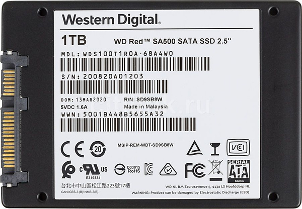 Western Digital WDS100T1R0A ROSSO SA500 Interno - Opzione FFP, WDZS100T1R0A