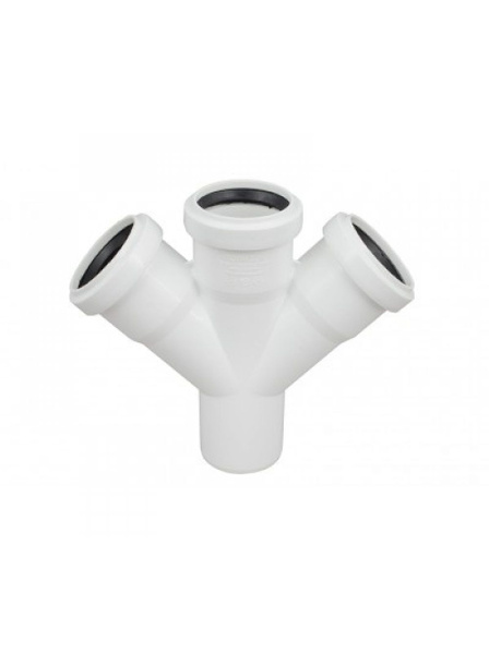Крестовина канализационная 1-пл бесшумная ПП 50х50х50/45 белая Политэк ...