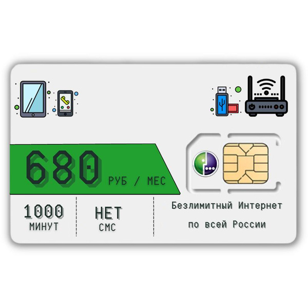 SIM-карта Комплект универсальный Сим карта Безлимитный интернет Тариф ...