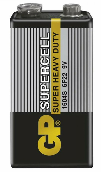 Батарейка крона GP Supercell 6F22 / 604S 9V, солевая, 1 шт - купить с ...